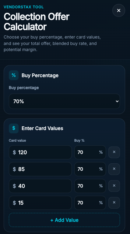 Collection Offer Calculator mobile screenshot