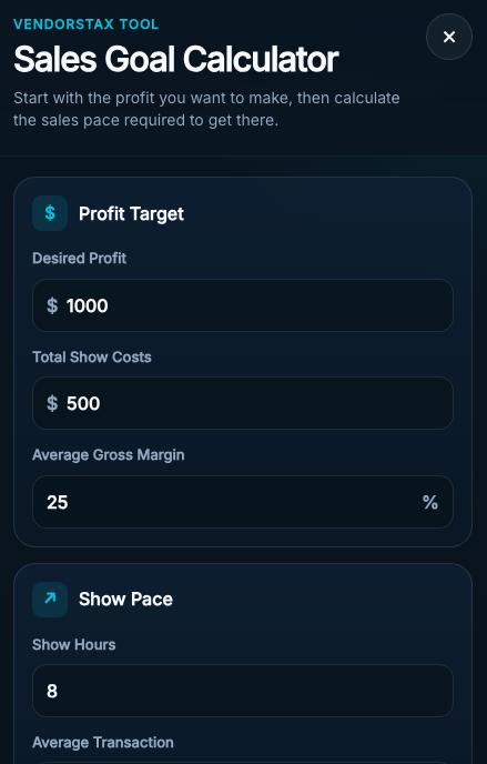 Sales Goal Calculator mobile screenshot