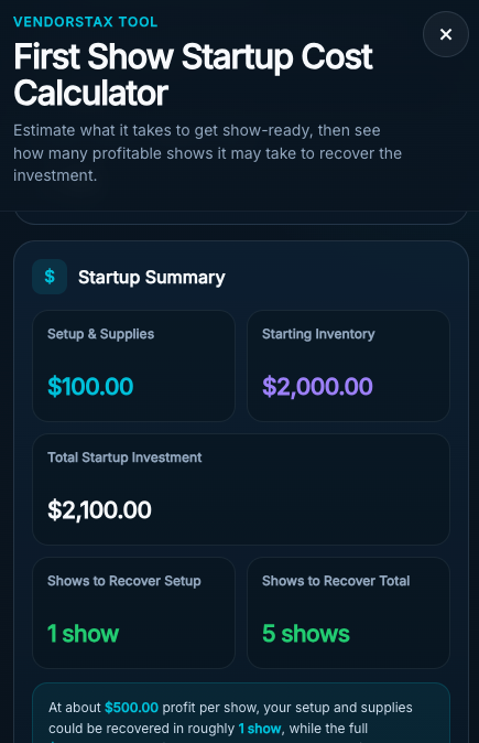 First Show Startup Cost Calculator mobile screenshot